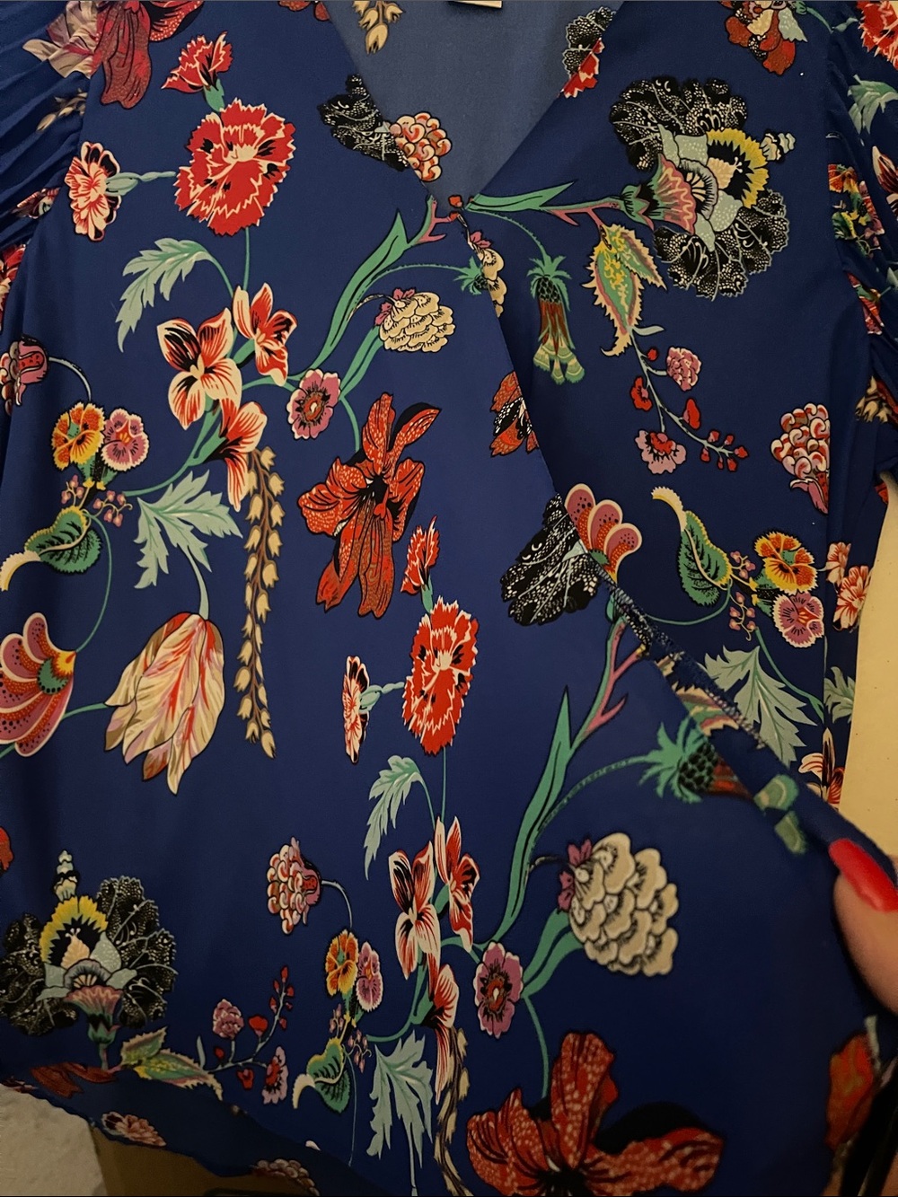 Masquerade Royal Blue Floral V-Neck Tunic